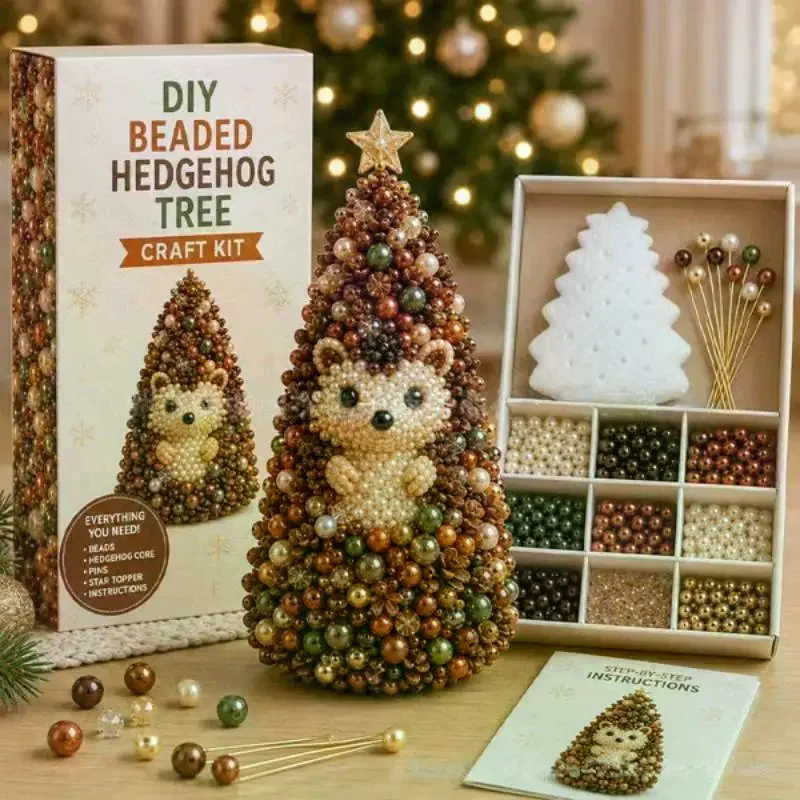 Cute Animal Beaded Christmas Tree DIY Craft Kit Handmade Bead Assembly Set For Xmas Holiday Home Table Decoration Gifts