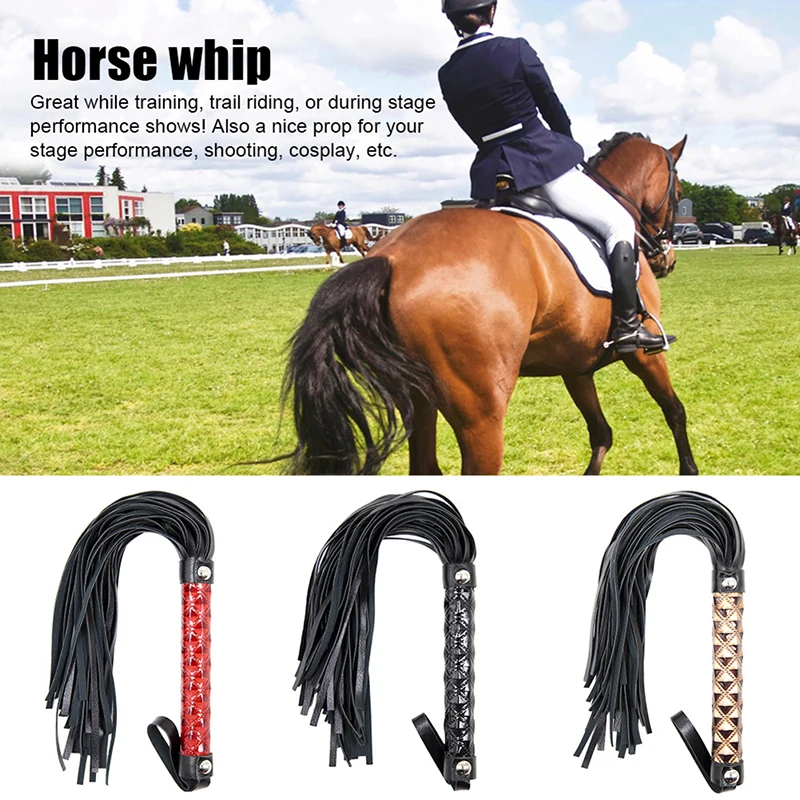 

New Outdoor Non Slip Leather Braided Horse Racing Whip Equestrian Riding Crops