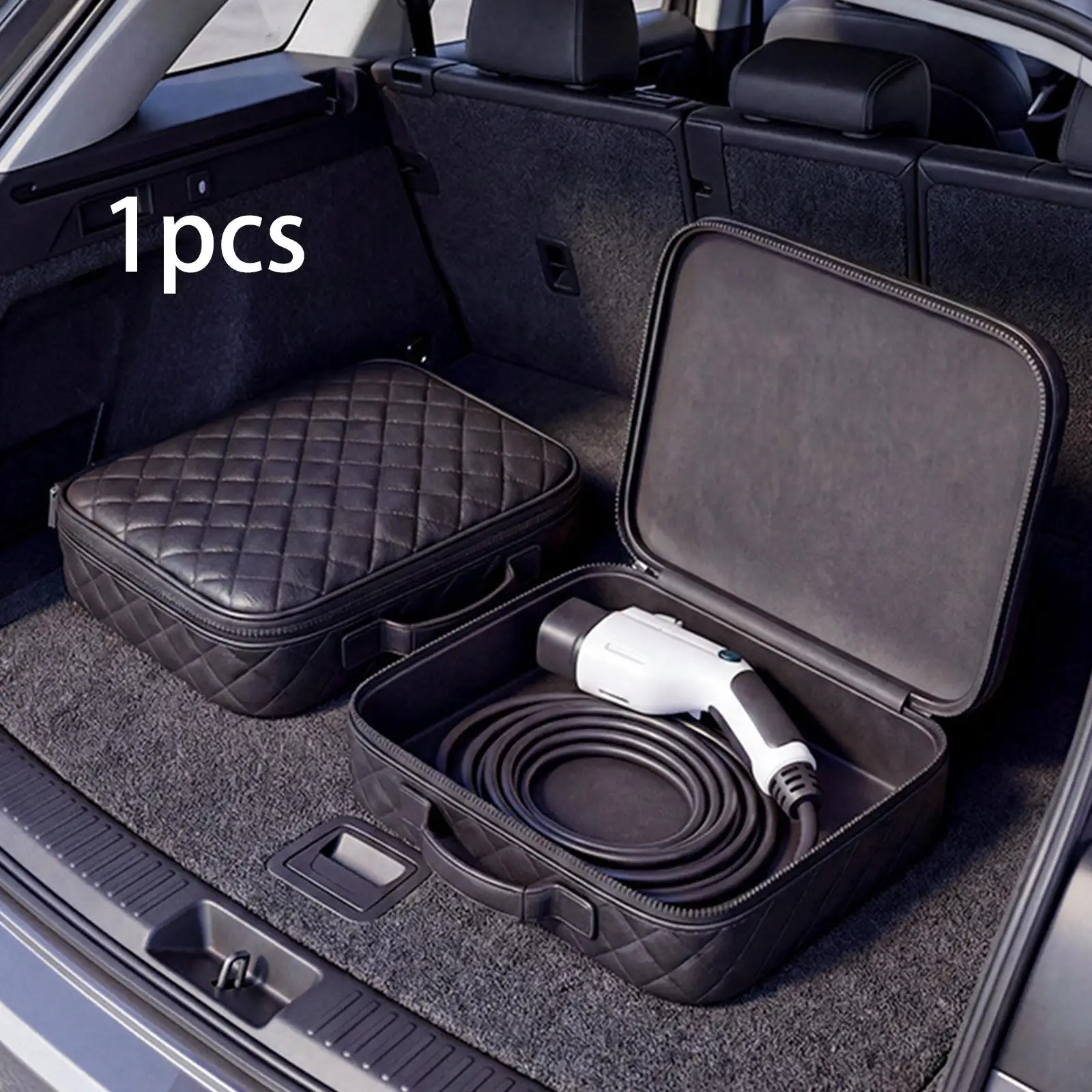 

EV Chargers Cable Storage Bag PU Leather Practical Waterproof Durability Portable Convenient Accessories Organizer