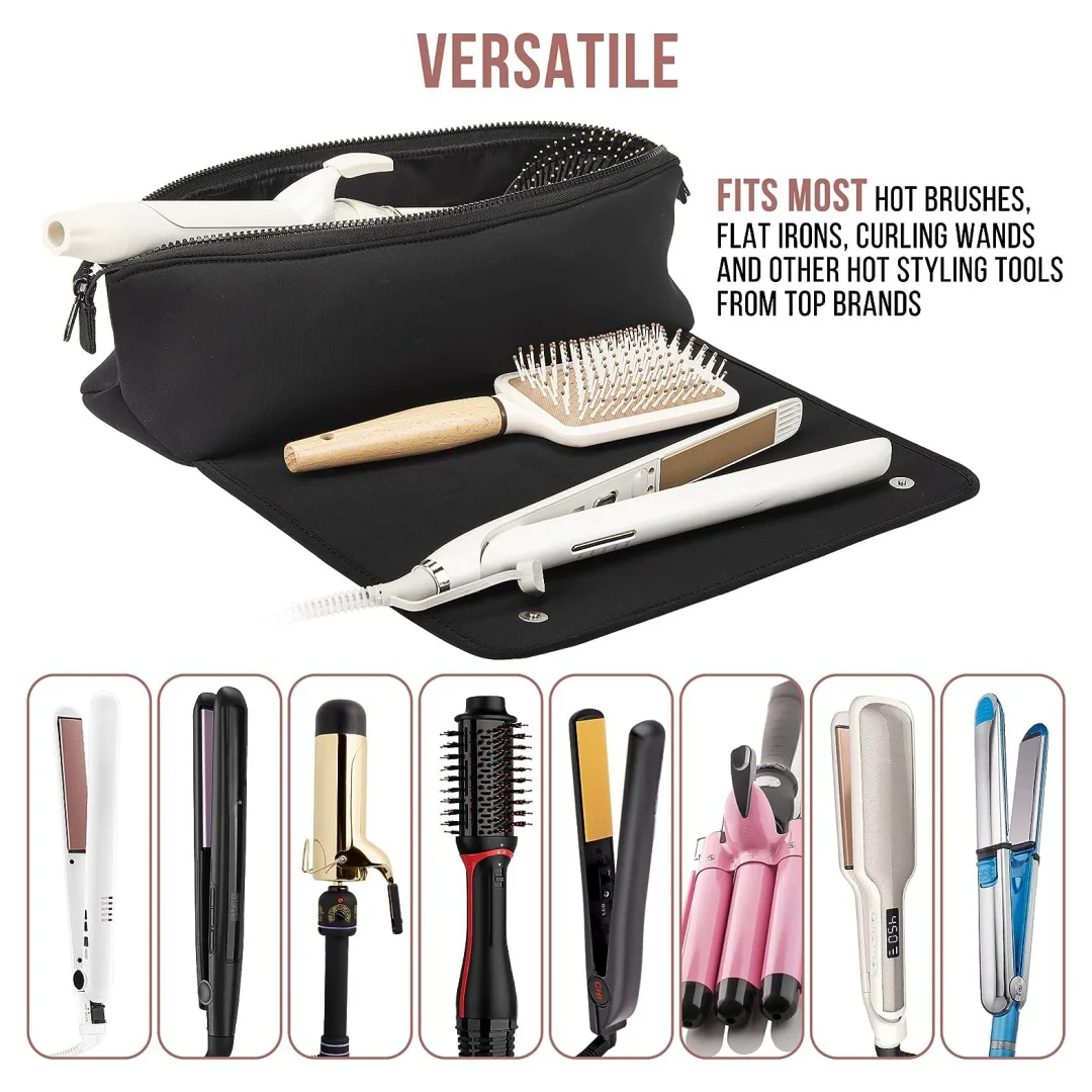 Hair Styling Accessory Organizer Hair Tools Travel Bag and Heat Resistant Mat for Styling Irons Flat Iron Haircare Accessories