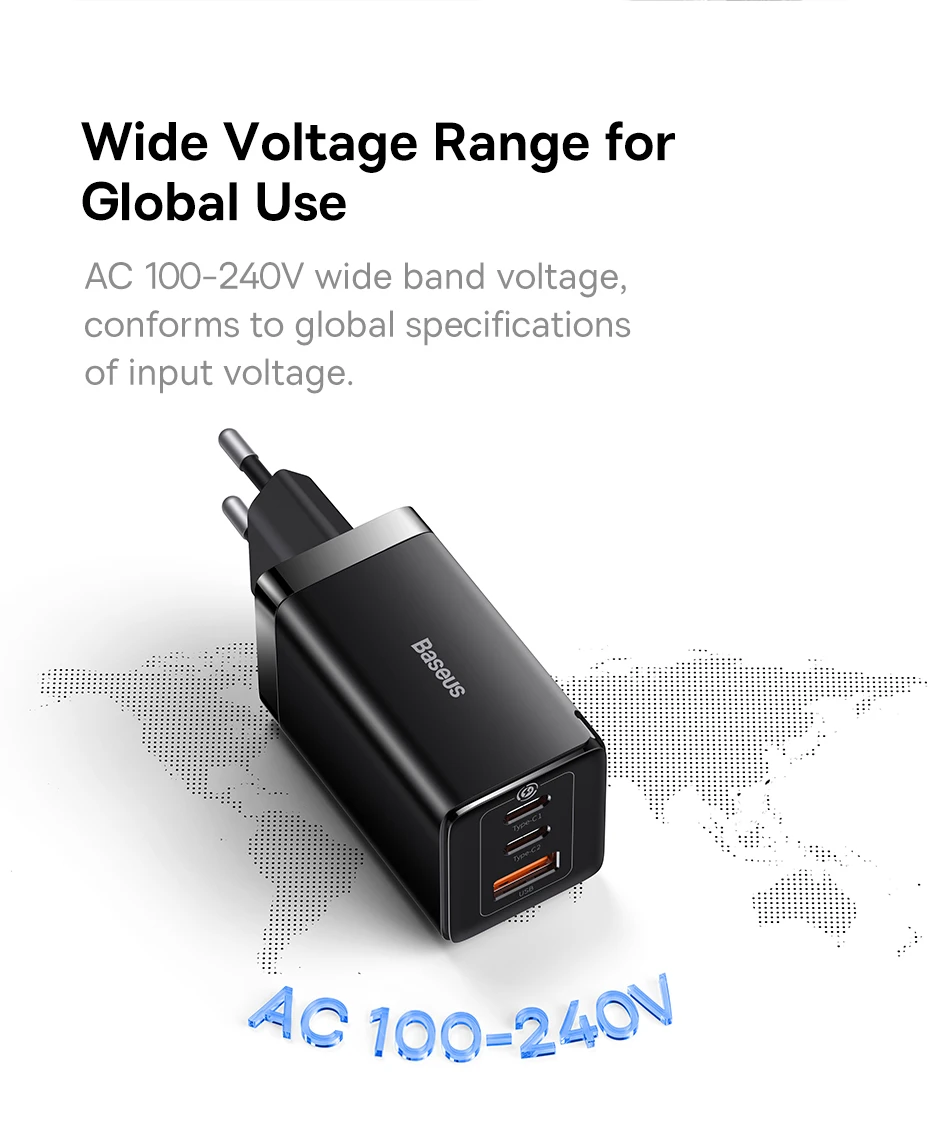 Baseus 65W GaN Charger Quick Charge Type C PD QC Charger USB Charger Portable Fast Charger For Laptop iPhone 17 16 15 14 13 Pro