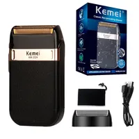 Kemei Electric Shaver For Men Fashionable Men's Leather Shell Waterproof Rechargeable Electric Professional Beard Trimmer Razor