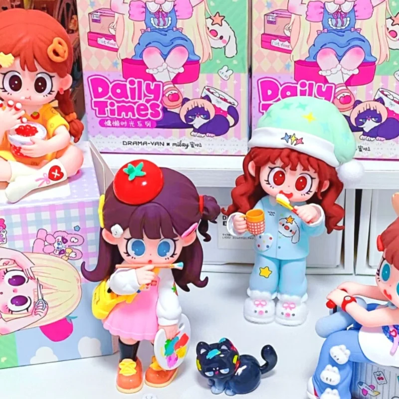 

Milay Girl Blind Box 3rd Lazy Time Series Cute Anime Figure Set Desktop Decor for Bedroom Birthday Gift for Girls Women
