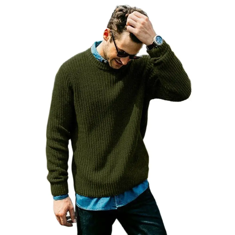 

Plus Size Mens Knitted Sweater European Style Casual Pullovers 2023 Autumn Fashion Top Male Streetwear Ruched Sweaters Homme 3XL