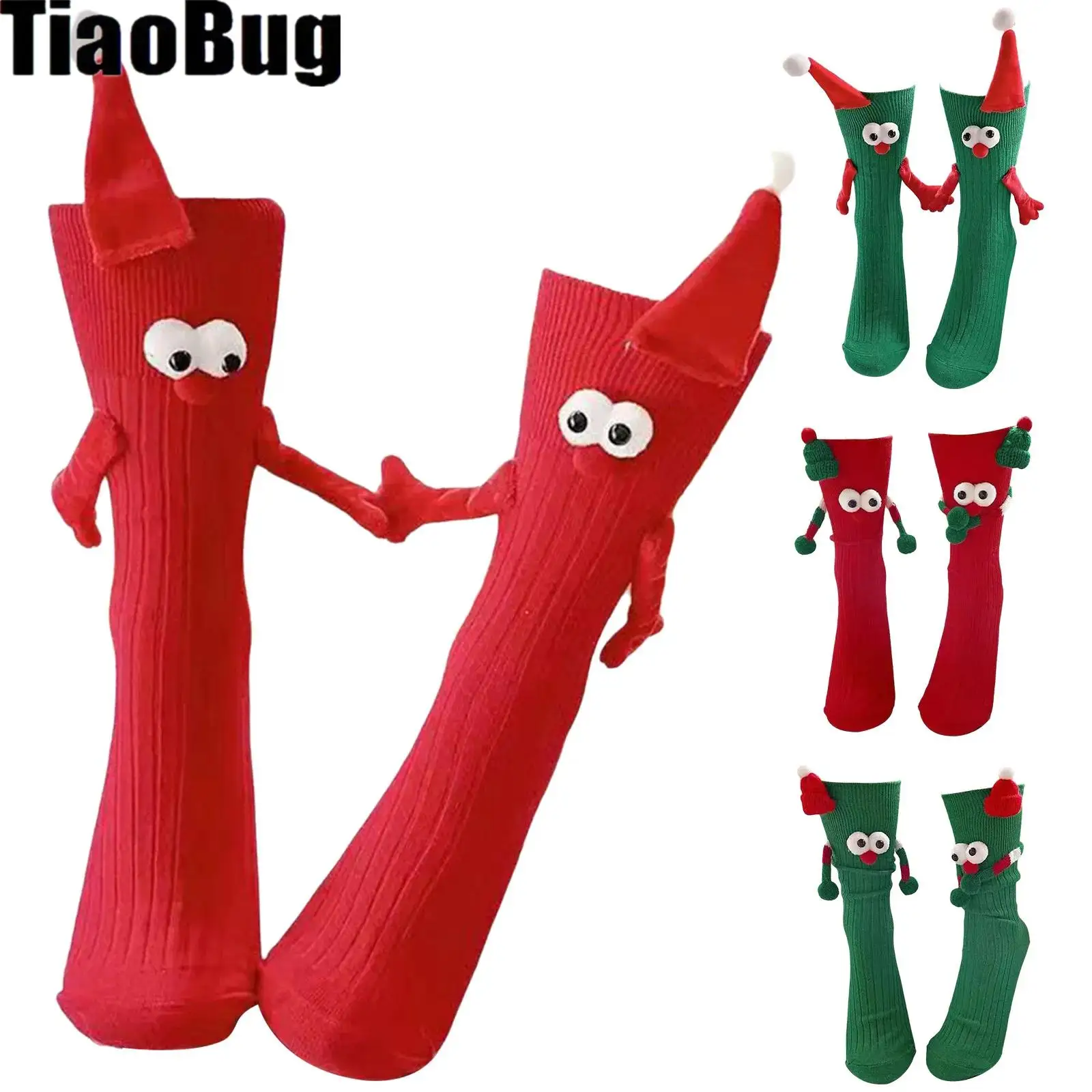 Leuke kerstsokken Kousen met kerstthema Nieuwigheid Magnetische handgreepsokken voor volwassen kinderen
