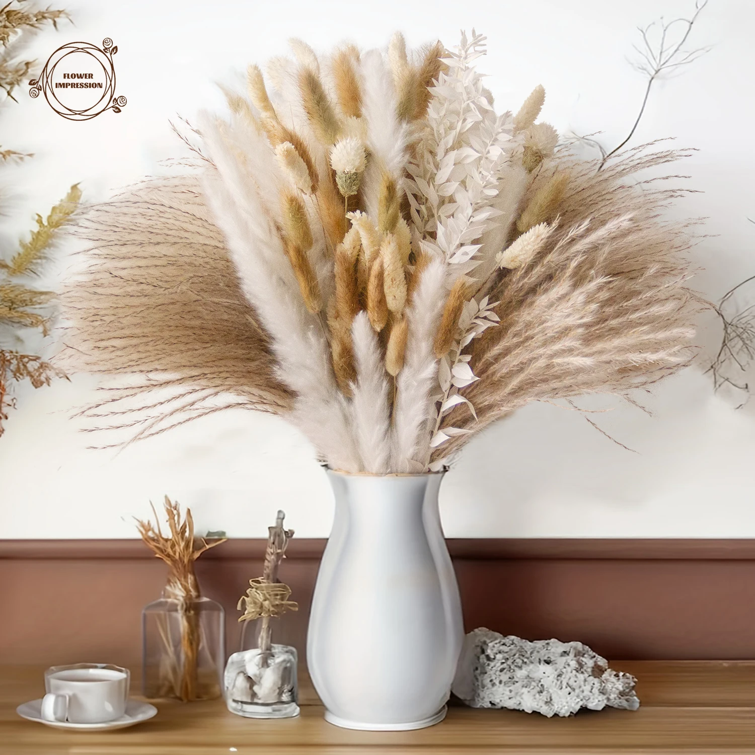 

Natural Preserved Flowers Pampas Grass Bouquet Home Decoration Dried Flower Phalaris Wedding Arrangement Bunny Tails Room Decor