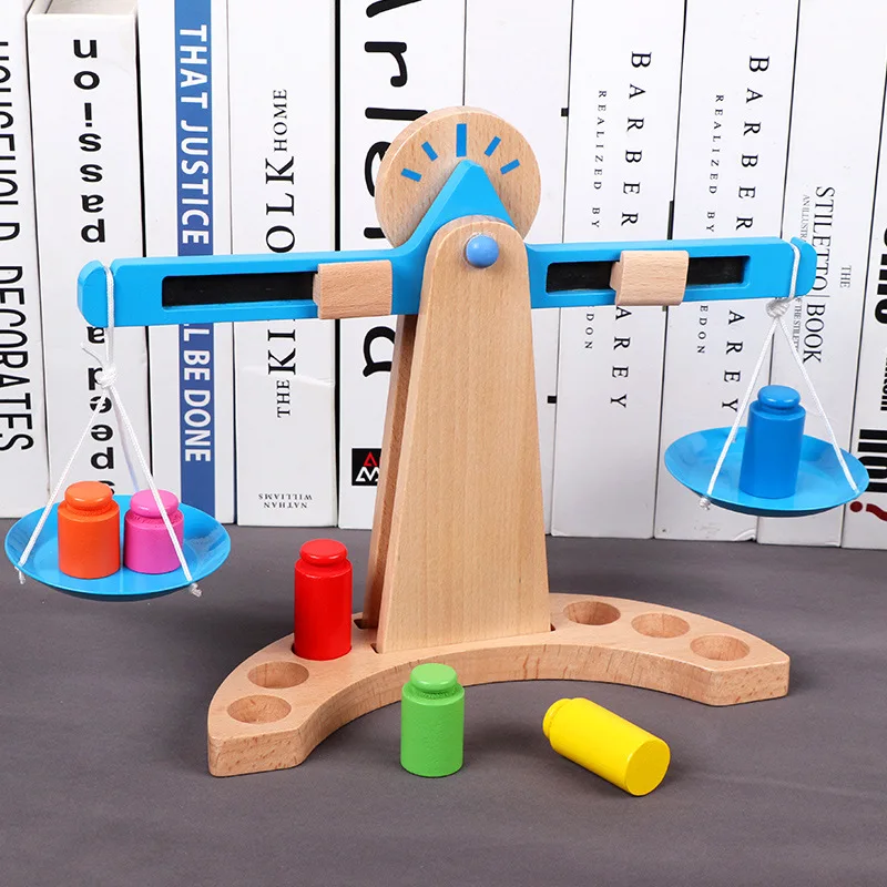 Montessori Math Teaching Tool Wooden Balance Scale Children's Balance Weighing Early Education Educational Toys For Kids