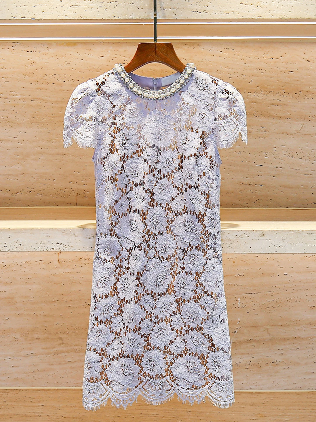 Ele Lace Drill impreziosito con cintura estiva Dr Vita alta ort Sve A-Line Silhouette Pendolarismo Sle rotondo Ne Zipper...