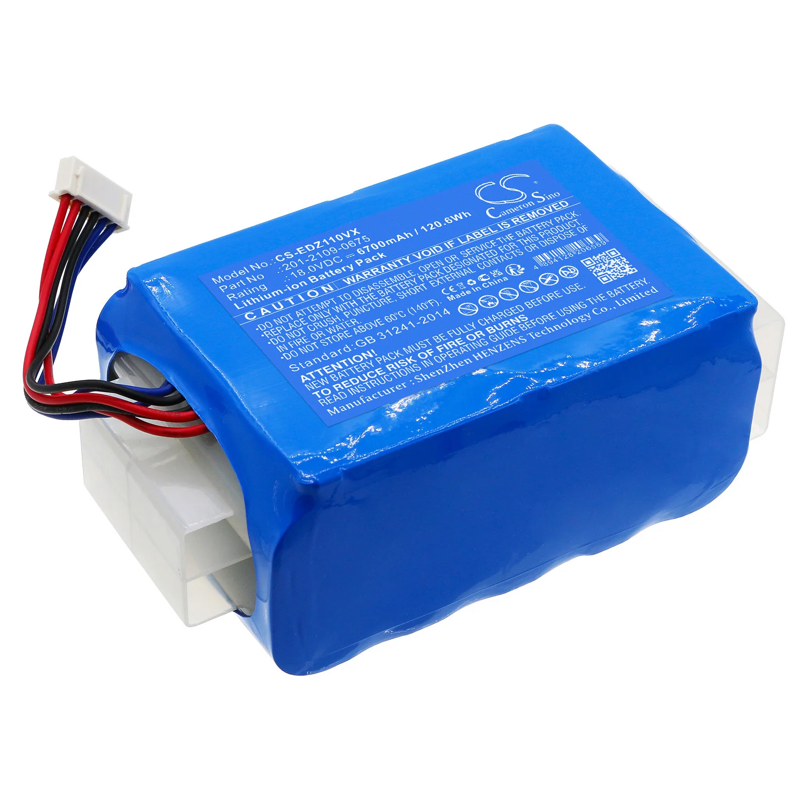 cement Battery For Ecovacs AZ1,Airbot Z1 201-2109-0675,S18-Li-180-5200,201-2109-0675,S18-Li-180-5200 6700mAh / 120.6Wh Vacuum