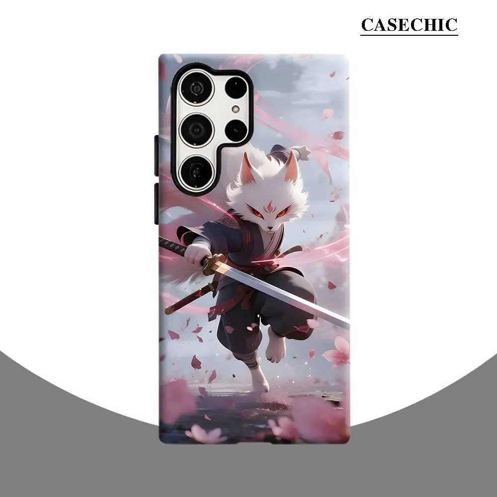Sakura Fox Ninja Phone Case for Samsung Galaxy S26 S25 Ultra S24 S23 Ultra Plus Shockproof Double layer tough Back Cover