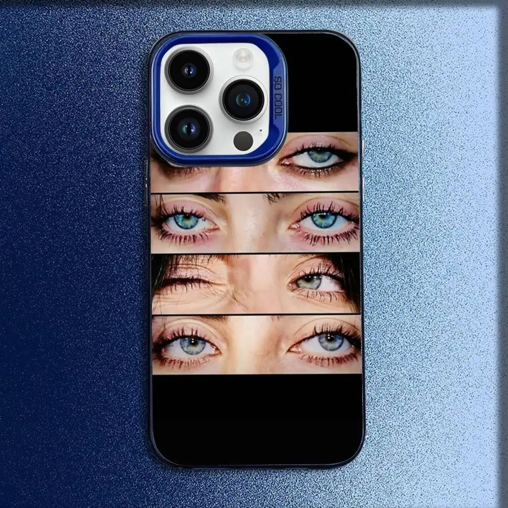 B-Billie B-BLUE Eilish المغني جراب هاتف آيفون 17,16,15,14,13,12,11,Pro,Max,Plus,E,SE4,Air,Mini Blue IMD Box