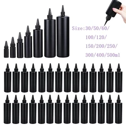 5Pcs 30ml-500ml Empty Black PE Plastic Squeeze Paint Bottles W/ Protective Caps & Tip Refillable DIY Containers For Pigment Oil