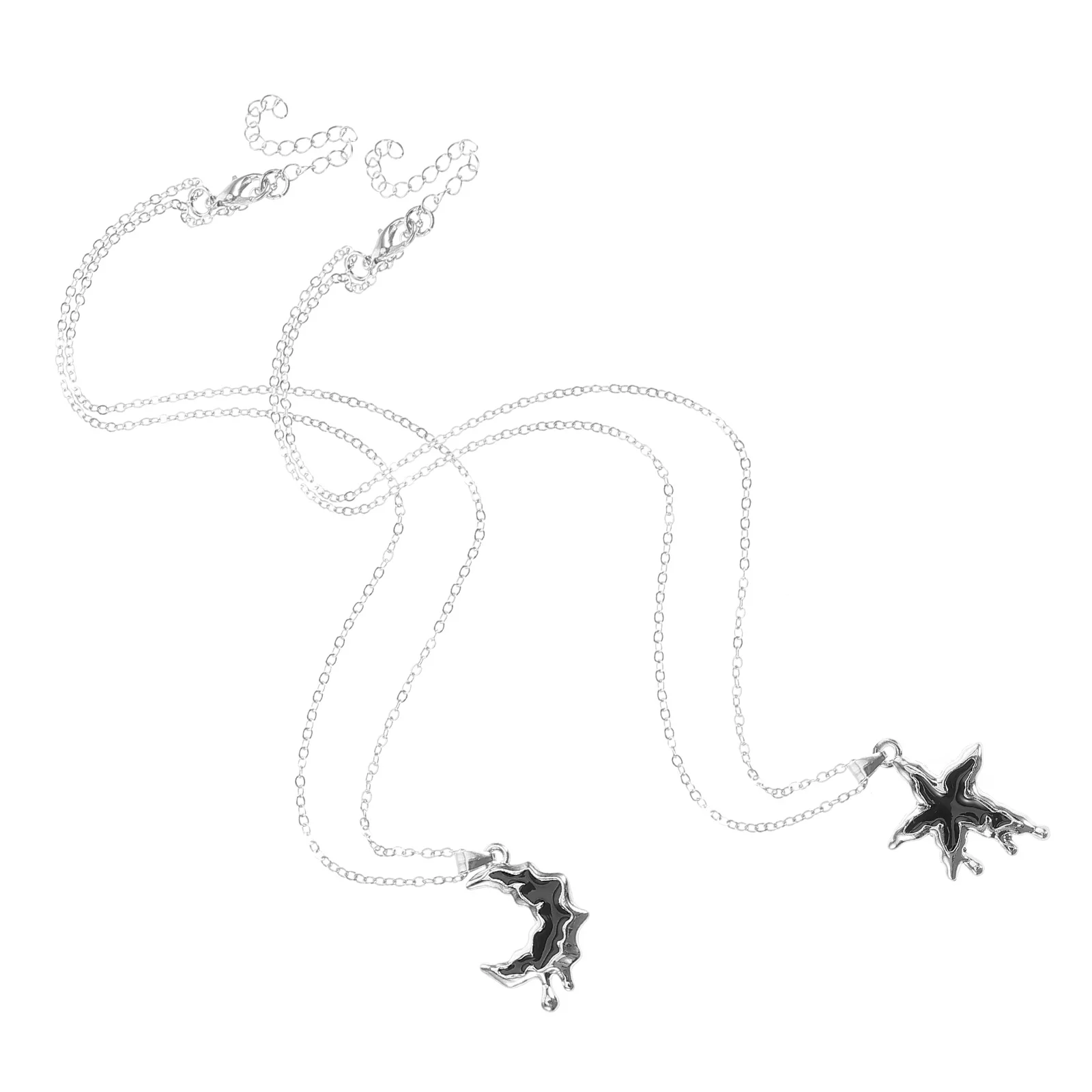 

Irregular Moon Necklace White Alloy Pendant Necklace for Women Men Teen Unique Celestial Moon Jewelry Charms for Necklaces