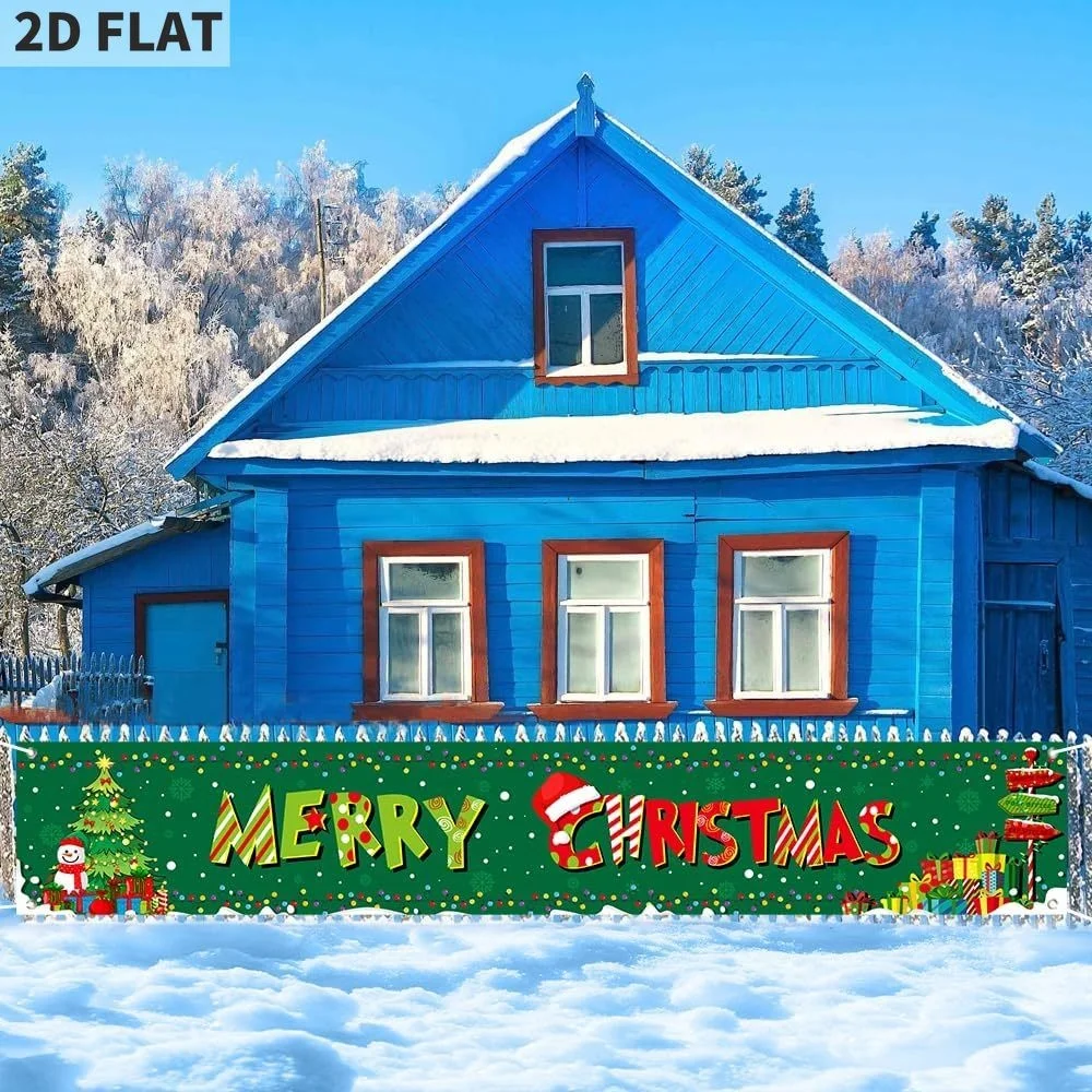 

large Christmas banner - Indoor and outdoor Christmas signs, courtyard decorations and party decorations, polyester material