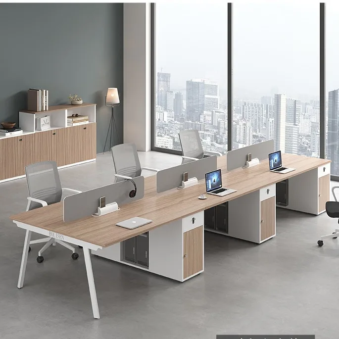Simple Modern Staff Office Desk And Chair Combination Office Staff Position Log Color Fashion Computer Desk Screen Card