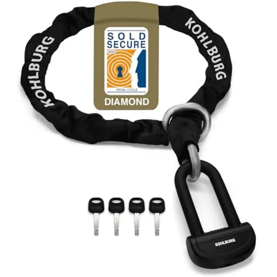 

13 lbs Massive Motorcycle Security Chain Lock 5 ft Long with Highest German Security Level 10plus of 10 Heavy Duty Steel Chain
