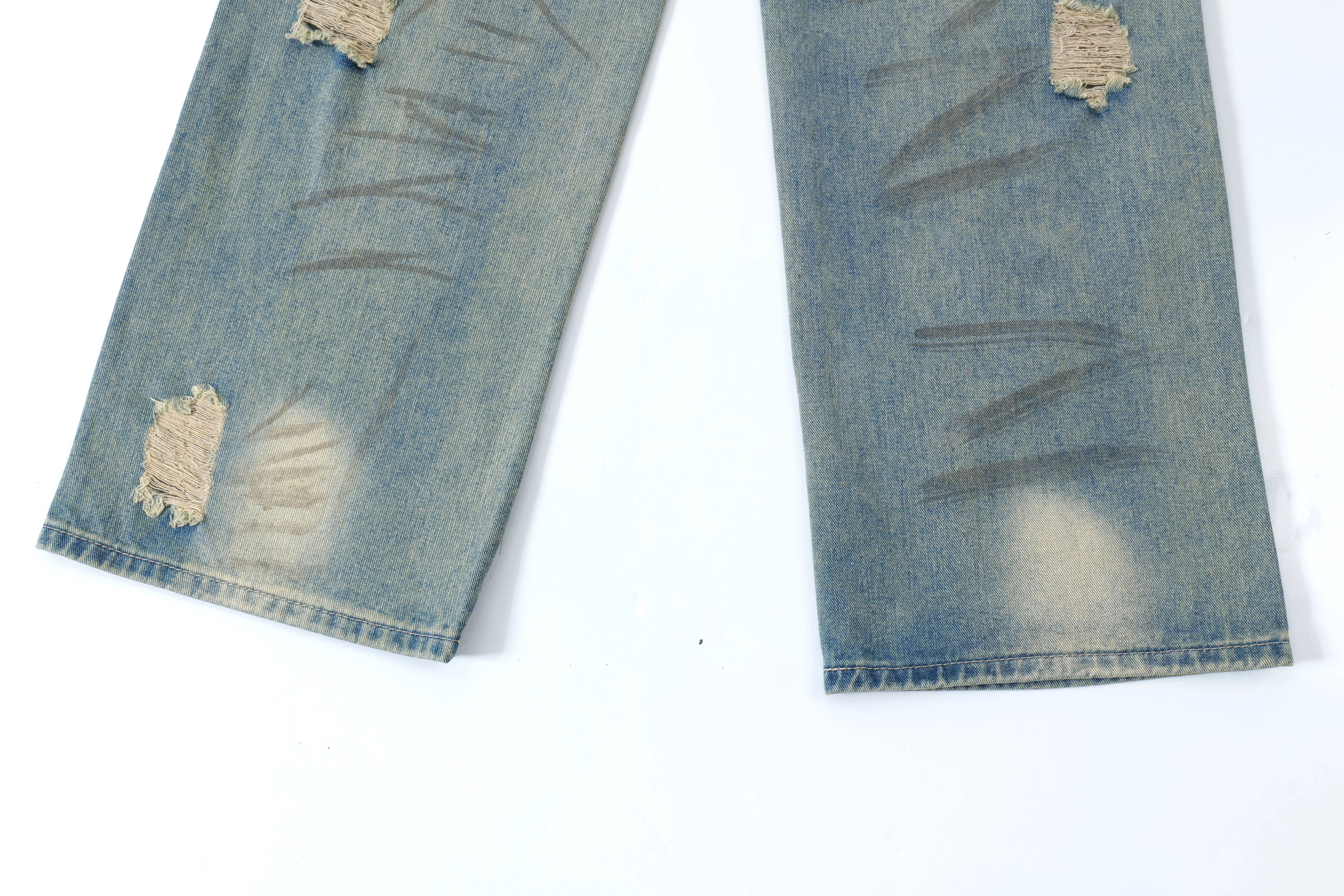 AMBITION ESPECT Celana Jeans Lurus Gambar Potret Amerika Celana Panjang Longgar Pria dan Wanita Vintage Jalanan Tren Ropa Hombre