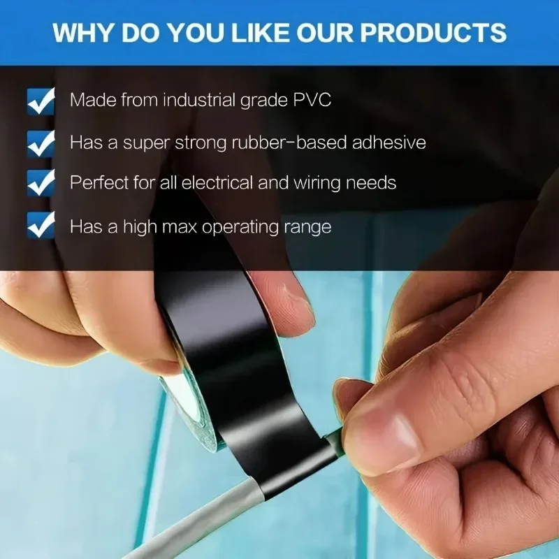 Cinta aislante de pvc, cinta eléctrica ignífuga, resistente a la tensión, de alta viscosidad y impermeable