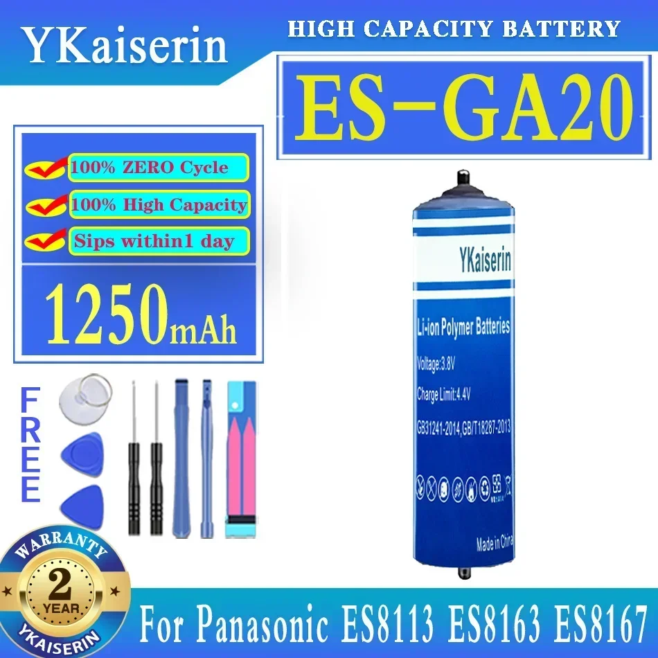 YKaiserin 1250mAh Battery ES-GA20 For Panasonic ES8113 ES8163 ES8167 ES8168 ES8169 ES8171 ES8243 ES8249 ES8250 ES8801 ES8807