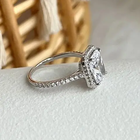 925 Silver Radiant Cut Ring With Certificated White Radiant Cut Gemtones DIY Jewelry Earring Ring Making Factory Wholesale