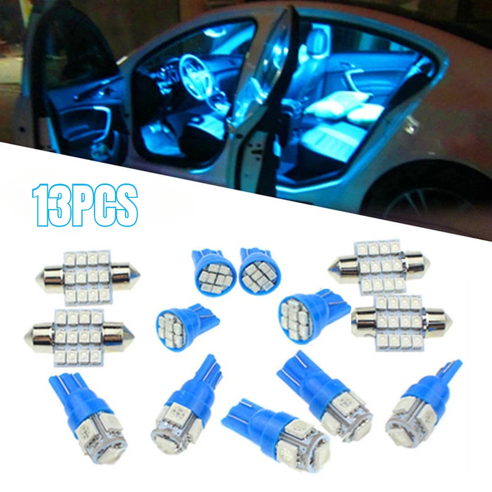 

13pcs Car Roof Reading Light Bright Pure Blue LED Light T10 31mm Car Dash Board Lamp LED Bulbs Auto Interior Lights Accessory