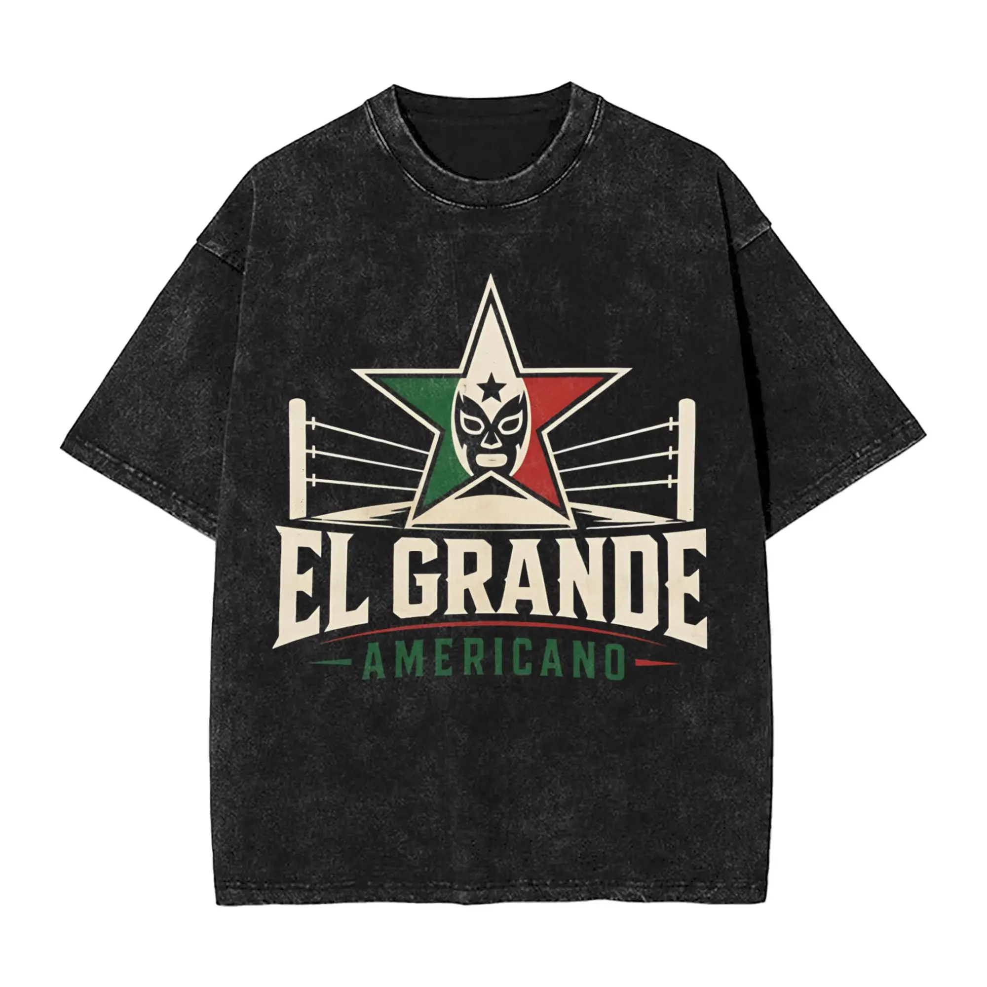 El Grande Americano Pro Wrestling  T Shirt Hip Hop Washed Short Sleeve Street T-Shirts  Fashion for Men Women Streetwear
