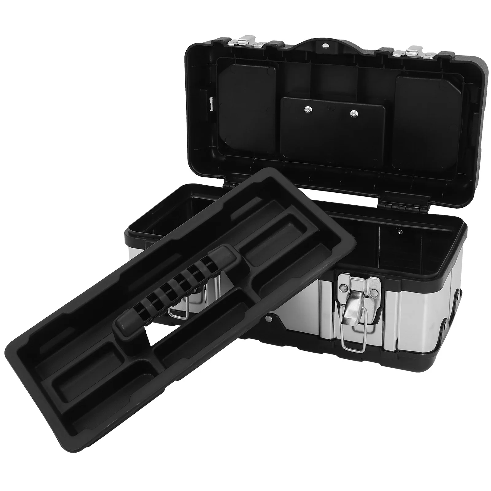 Stainless Steel Toolbox Lockable Compact Durable Travel Organizer Portable Tool Storage Box Multifunctional Handheld Carrying