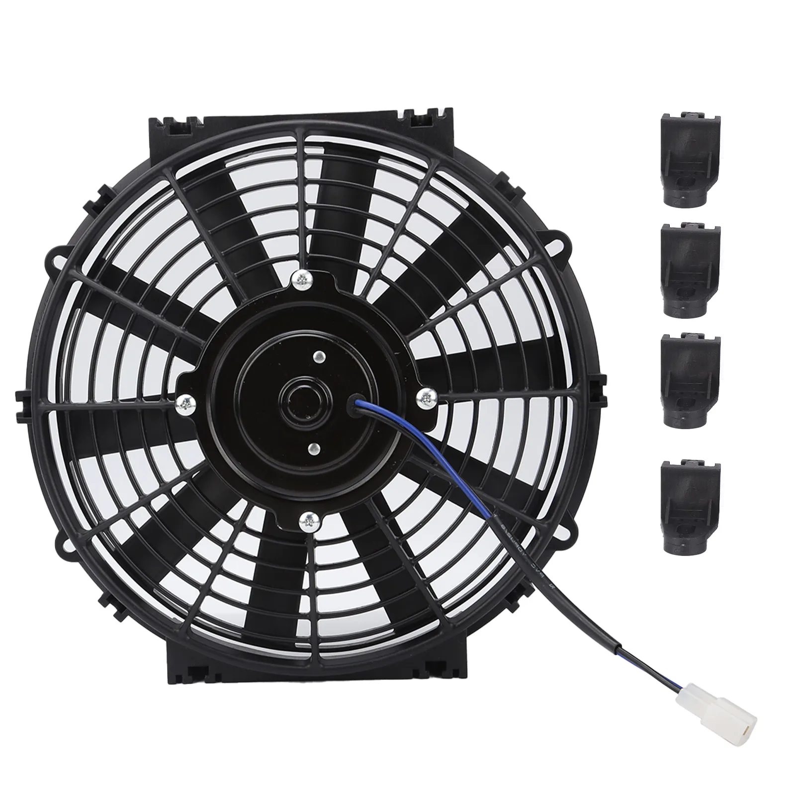 

10in Slim Electric Cooling Fan Radiator 24V 80W 2100RPM 10 Straight Blades for Car Push Pull Radiator 10in Cooling Fan