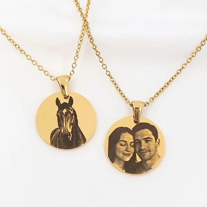 Naszyjnik ze zdjęciem na zamówienie, personalizowany wisiorek ze zdjęciem, spersonalizowana biżuteria ze stali nierdzewnej, prezent na rocznicę dla kobiet