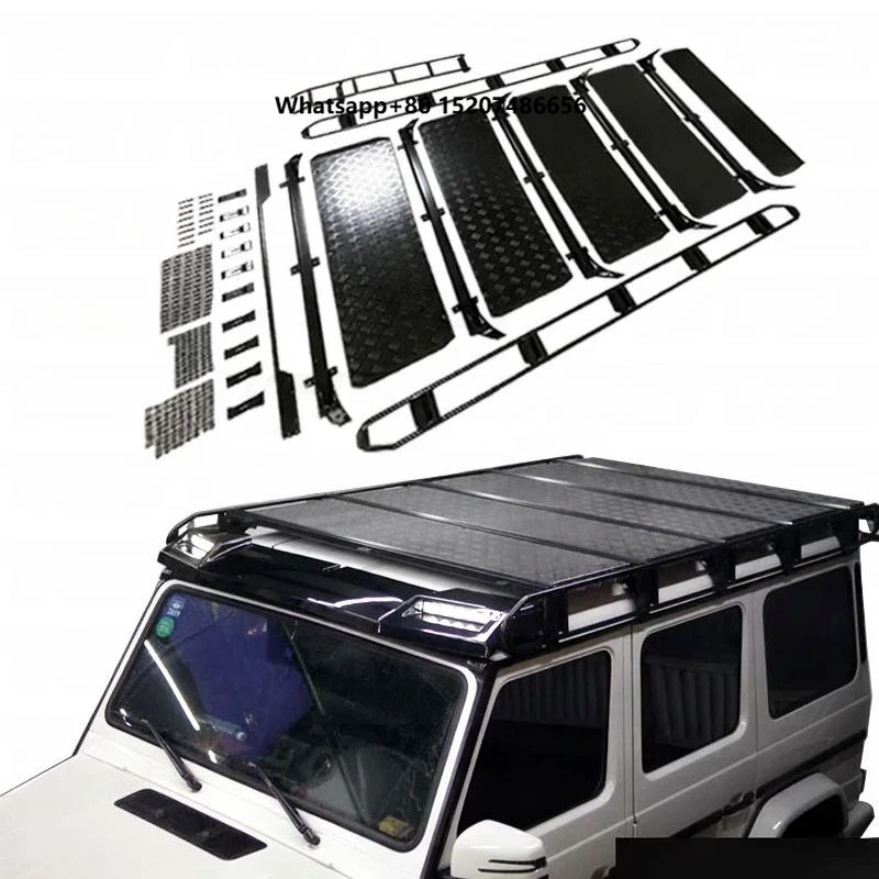 Suitable for G Class W463 1990~2018y Car Stainless Steel Cargo Carrier Roof Luggage Rack with Rear Ladder Without Sunroof