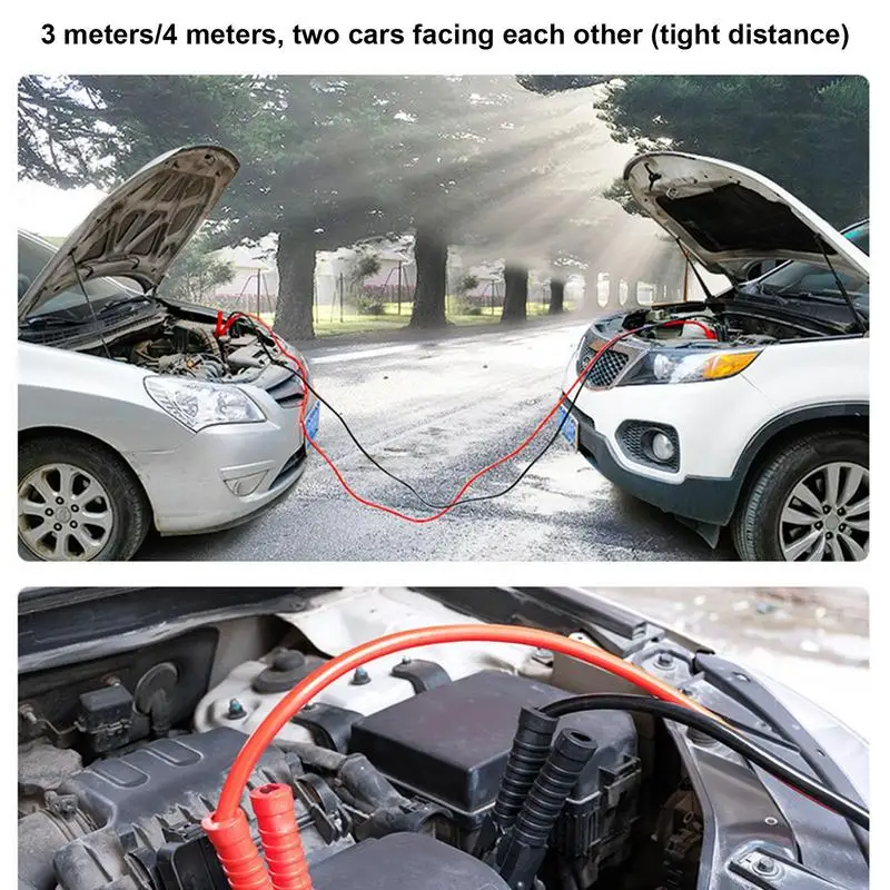 Cable de arranque eléctrico de emergencia para coche, puente de refuerzo de batería automática, Cable de alimentación de cobre, Cables de puente resistentes, accesorios para coche, 3/4M