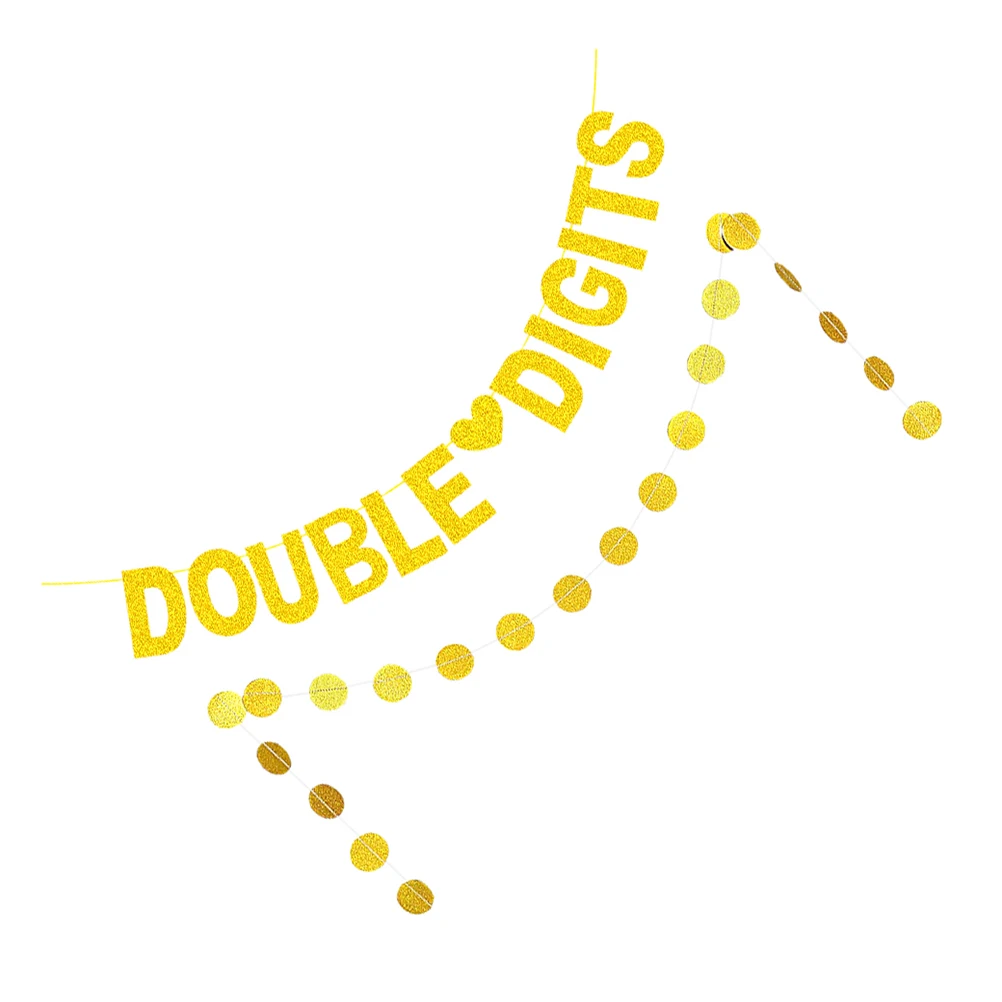 

2pcs Birthday Decoration Hanging Flags Shiny Lace Paper Banner Photo Prop Wreath Party Great Letter Design Easy Storage