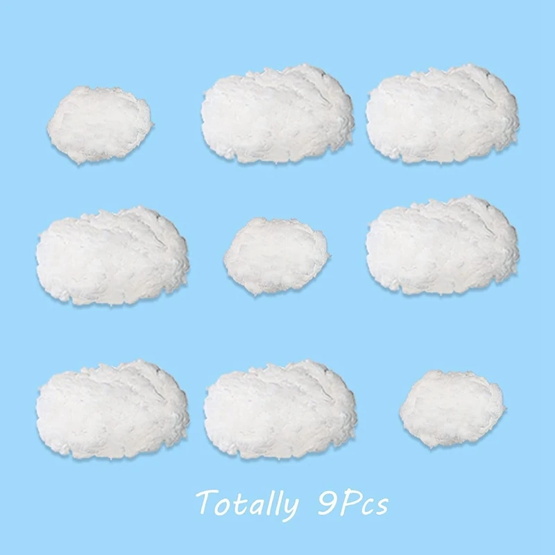 9 قطع من ديكورات الغيوم للسقف، زخرفة سحابة معلقة من القطن، دعائم سحب صناعية ثلاثية الأبعاد باللون الأبيض المتين #4