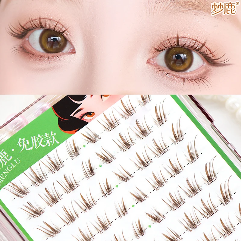 9-13mm Black Brown Fox Lashes Glue-Free & Glue Required Lash Manga Cluster Lashes for Girl Group Segmented Soft False Eyelashes