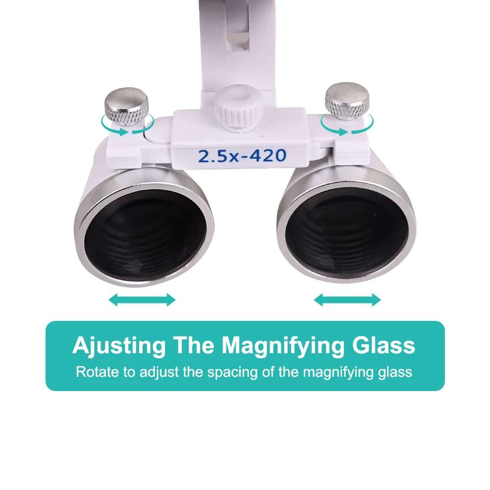3.5X/2.5X 확대율 쌍안경 치과 루페 LED 라이트 포커싱 헤드라이트 수술용 확대경 치과 실험실 헤드램프 도구