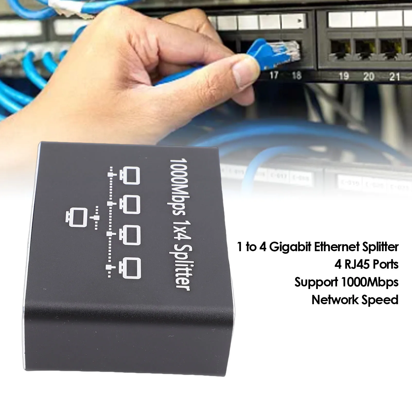 1 to 4 Gigabit Ethernet Splitter 1000Mbps High Speed Network Splitter for Computer Router Display 1000Mbps Network Splitter