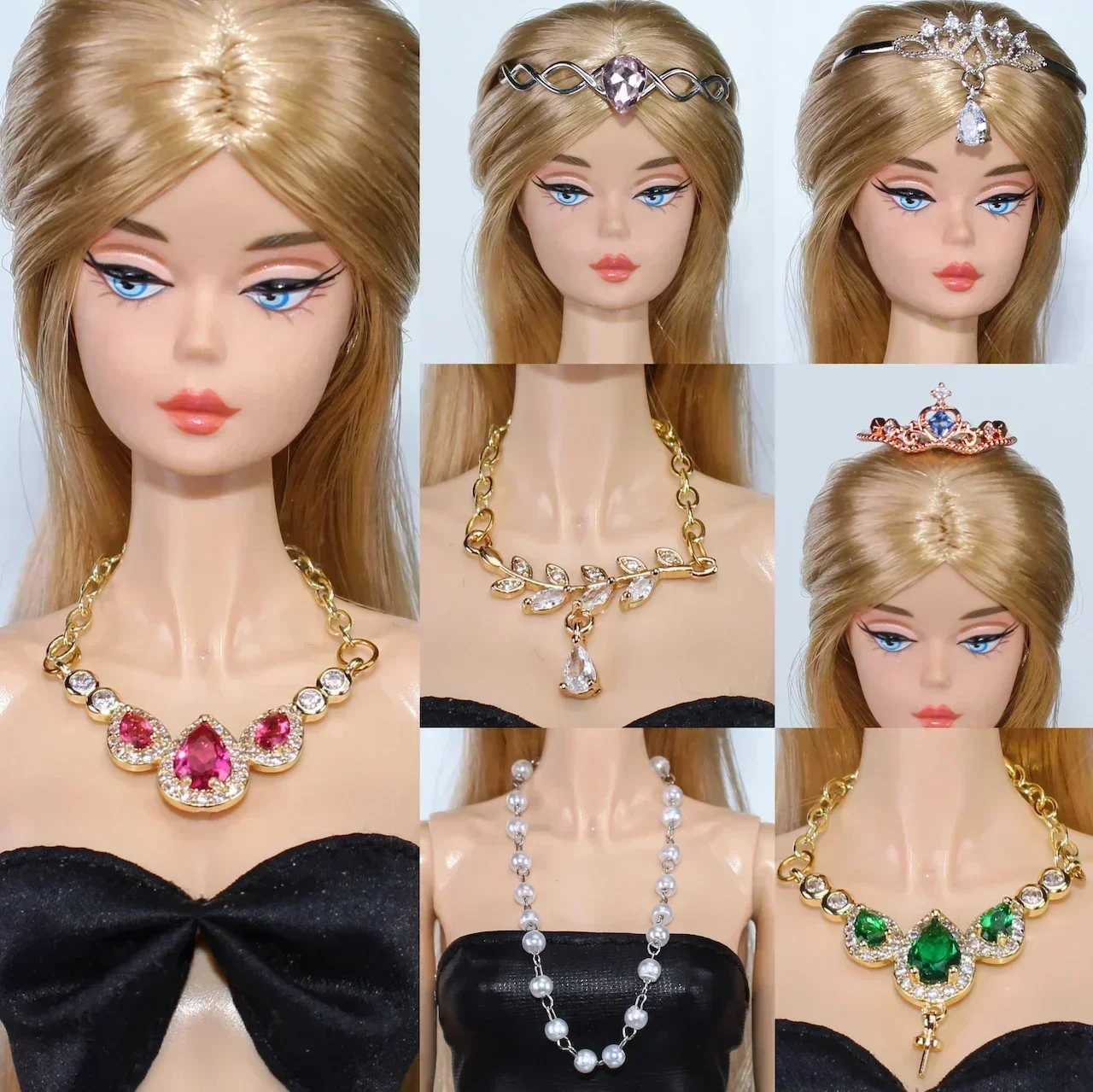 1/6 doll accessories / doll jewelry metal zircon stone necklace crown for 30cm Xinyi Fr2 blythe ST BJD Monster High barbie doll