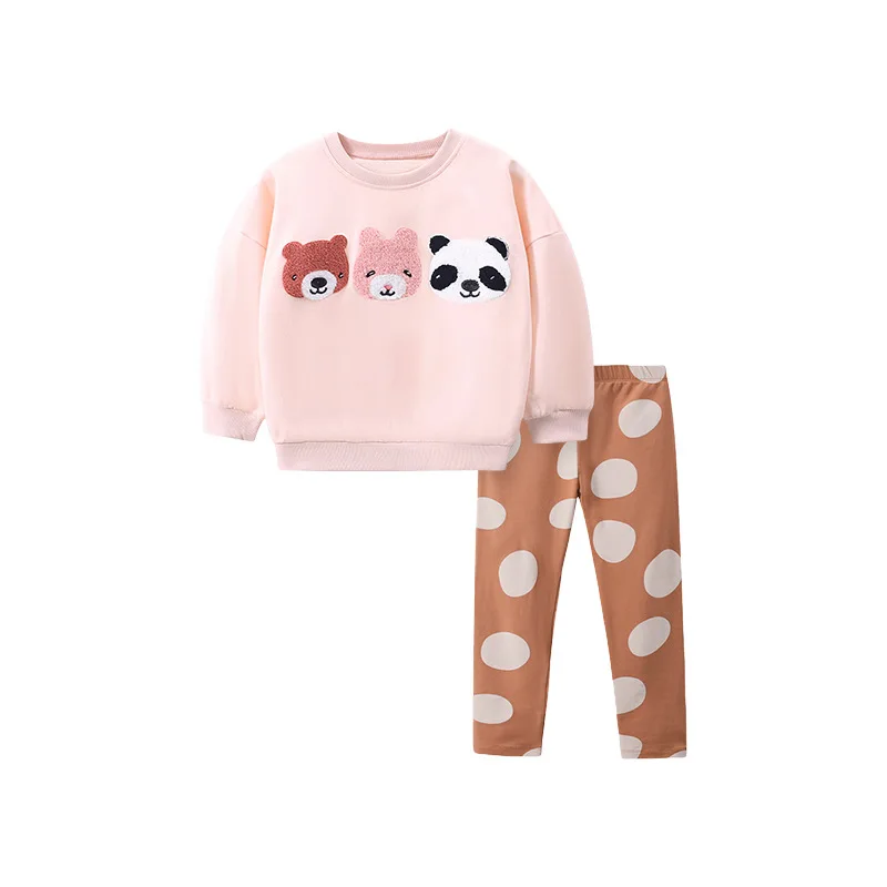 Girls Sweater Suit Spring and Autumn Thin Kids Cute Cartoon Long Sleeve Tops Printed Pants 2 Pcs Sets Infant Home Trend