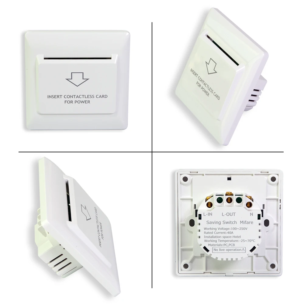 EU Type 125khz/ 13.56mhz Frequency Power Saving Switch Hotel Card Holder 110/220V 40A Switch Smart Energy Saver