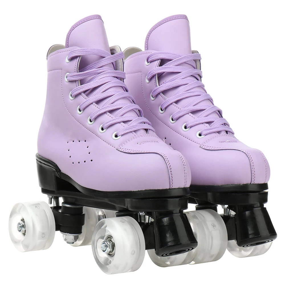 Sepatu Kets Luar Ruangan Sepatu Roda Kulit PU Sepatu Seluncur Wanita Sepatu Roda Baris Ganda Sepatu Seluncur 4 Roda Sejuk 2025 Laris
