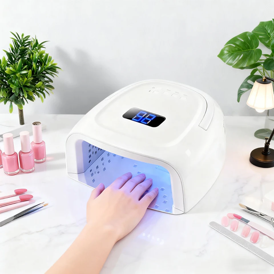 60W Rechargeable UVLED Nail Lamp Faster Gel Polish Light 42Beads Portable Handle Professional CuringLamp For Fingernail &Toenail