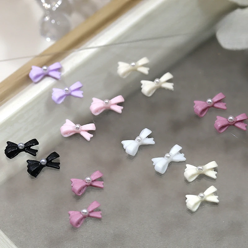 100Pcs Mini Resin Nail Accessories with Butterfly Bow Decoration for Cute and Sweet Nail Art Dress Up Cute and Sweet Nail Art