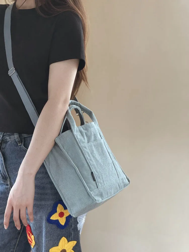 حقيبة كتف Hylhexyr-Corduroy للنساء ، حقائب بسيطة متقاطعة مع الجسم ، حقيبة يد مربعة أحادية اللون بسحاب ، جديدة ، الخريف والشتاء ،