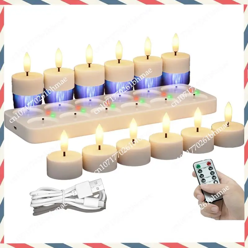 -A21Z Rechargeable Flameless Tea Lights Candles With Charging Station 12Pcs Battery Tea Lights Candles With Remote