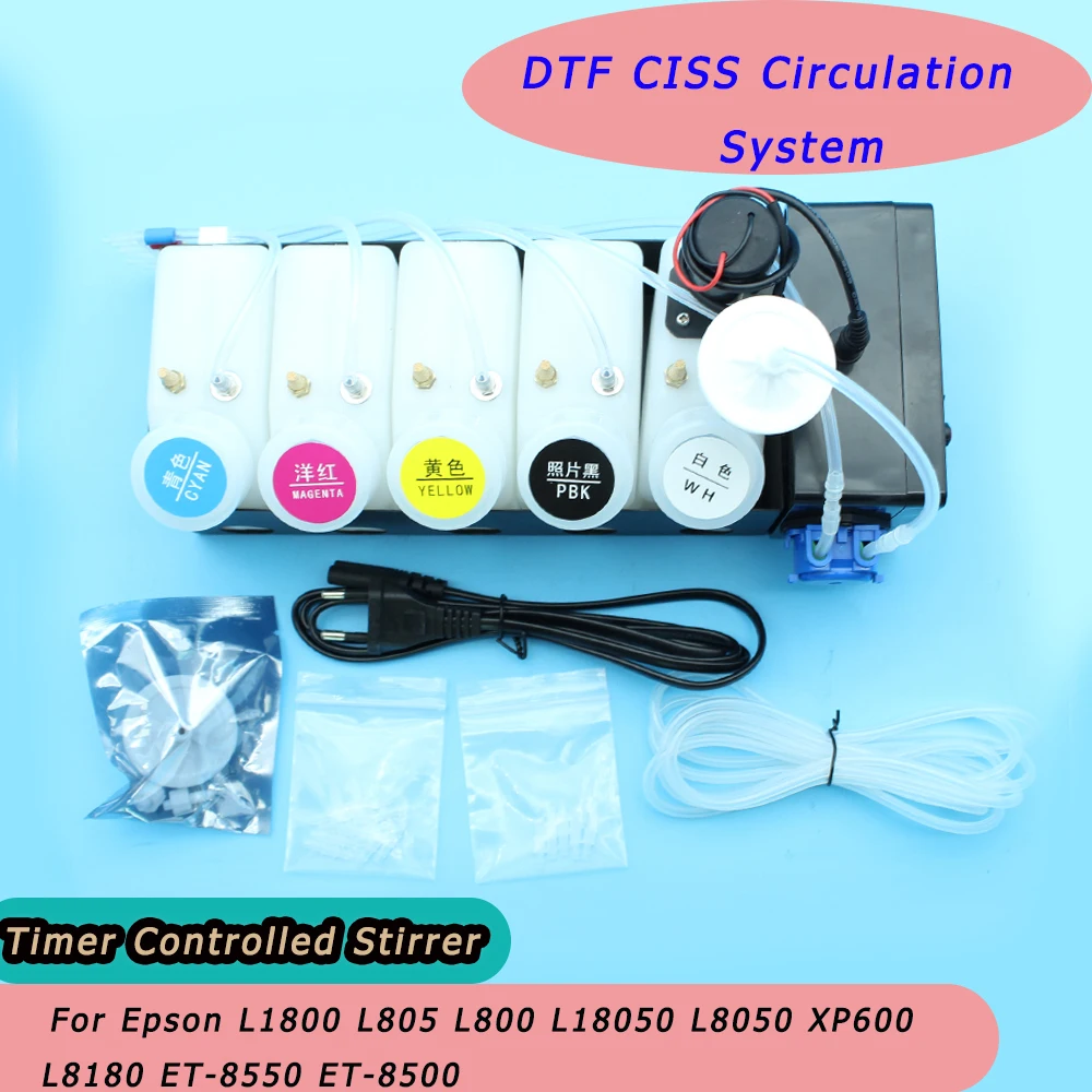 

DTF DTG Ink System White Ink Circulation CISS Without Damper For Epson L1800 L800 L805 L18050 L8050 XP600 DTF Mixer Tank