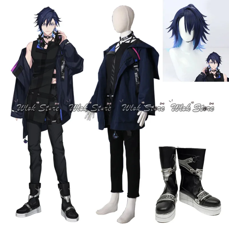 Vtuber Noctyx Yugo Asuma Cosplay Costumes Unisex Handsome Jacket Halloween NIJISANJI AND Idol Role Play Custome Wig Boots Shoes