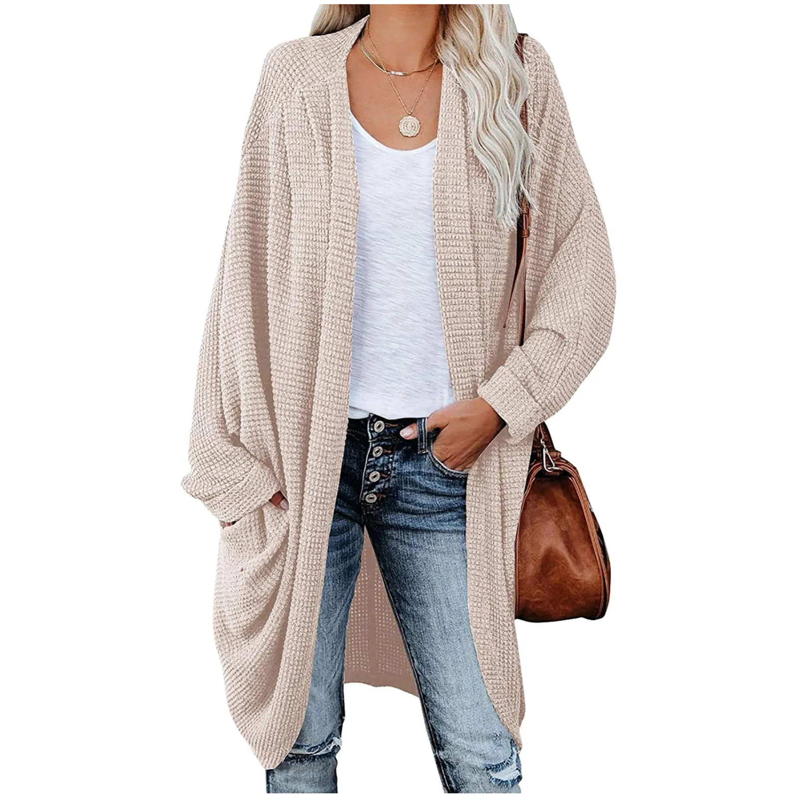 Woman Sweater Loose Cardigan Solid Color Pocket Knitting 2024 Autumn/Winter Fashion Woman\'S Clothing Soft Sweater Outerwear