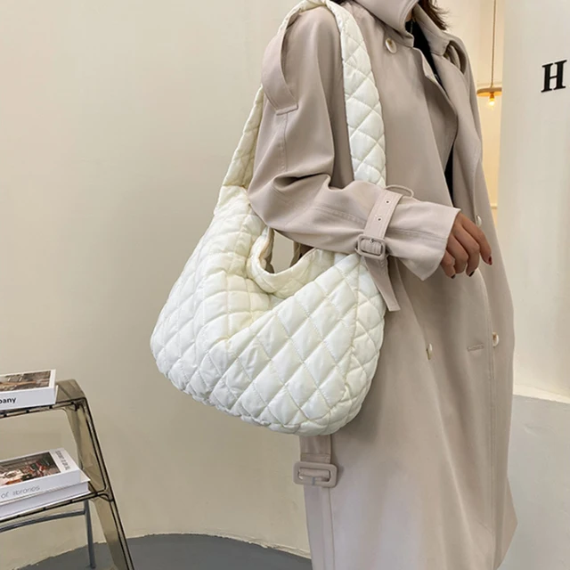 Biała, modna, puchowa, bawełniana torba na ramię, damska, składana w kształcie chmurki, na co dzień, osobowość, torba crossbody o dużej pojemności, torba dojazdowa, 1 opakowanie