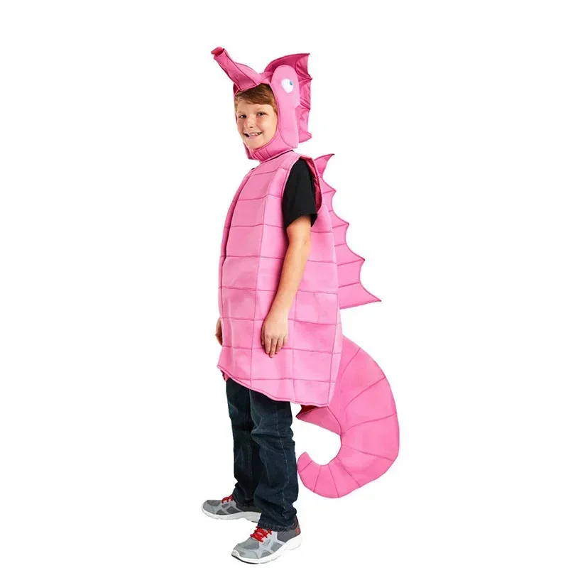 Yellow Hippocampus Costume Adult Pink Seahorse Cosstume Child Family Halloween Costume Toddler