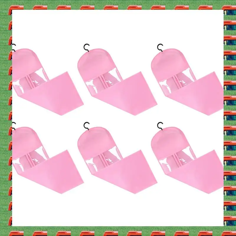 

ABMO 6PCS Hair Extension Holder Wig Storage For Multiple Wigs Holder Wig Bags With Hanger Hair Extension Storage Pink